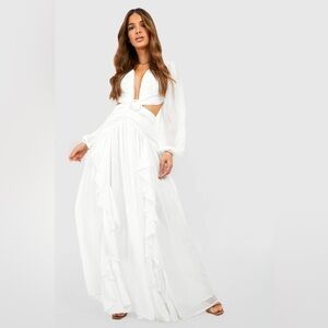 Elegant Ivory Cut Out Maxi Dress